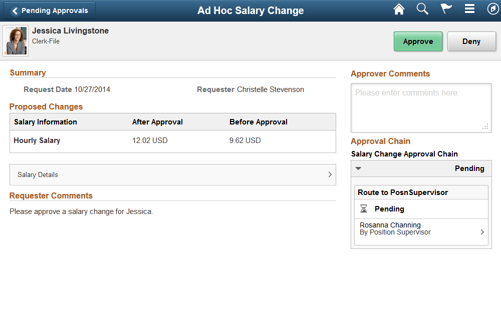 (Tablet) Pending Approval - <Transaction Details> page