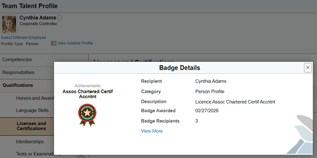 Badge Details page showing badge awarded date as license issue date Badge Details page showing badge awarded date as license issue date