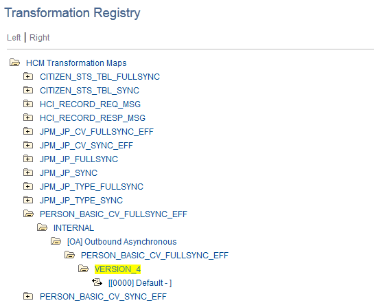 Transformation Registry page Transformation Registry page