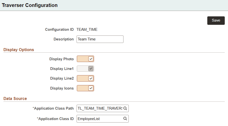 Traverser Configuration page