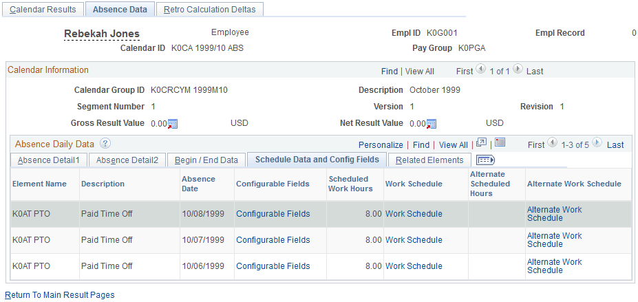 Absence Data page: Schedule Data and Config Fields tab Absence Data page: Schedule Data and Config Fields tab