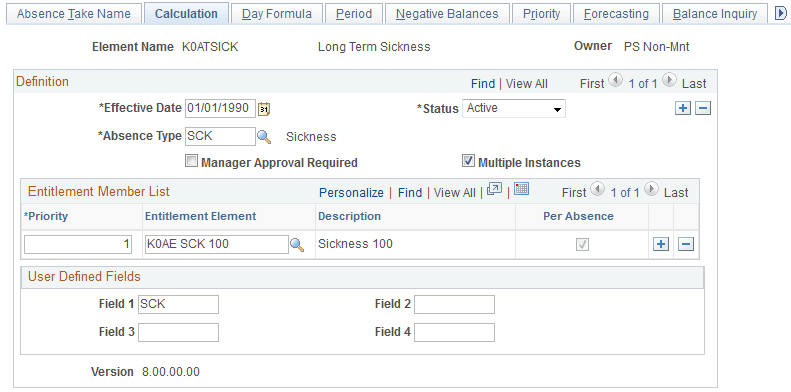 Absence Takes - Calculation page Absence Takes - Calculation page