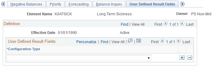 Absence Takes - User Defined Result Fields page Absence Takes - User Defined Result Fields page