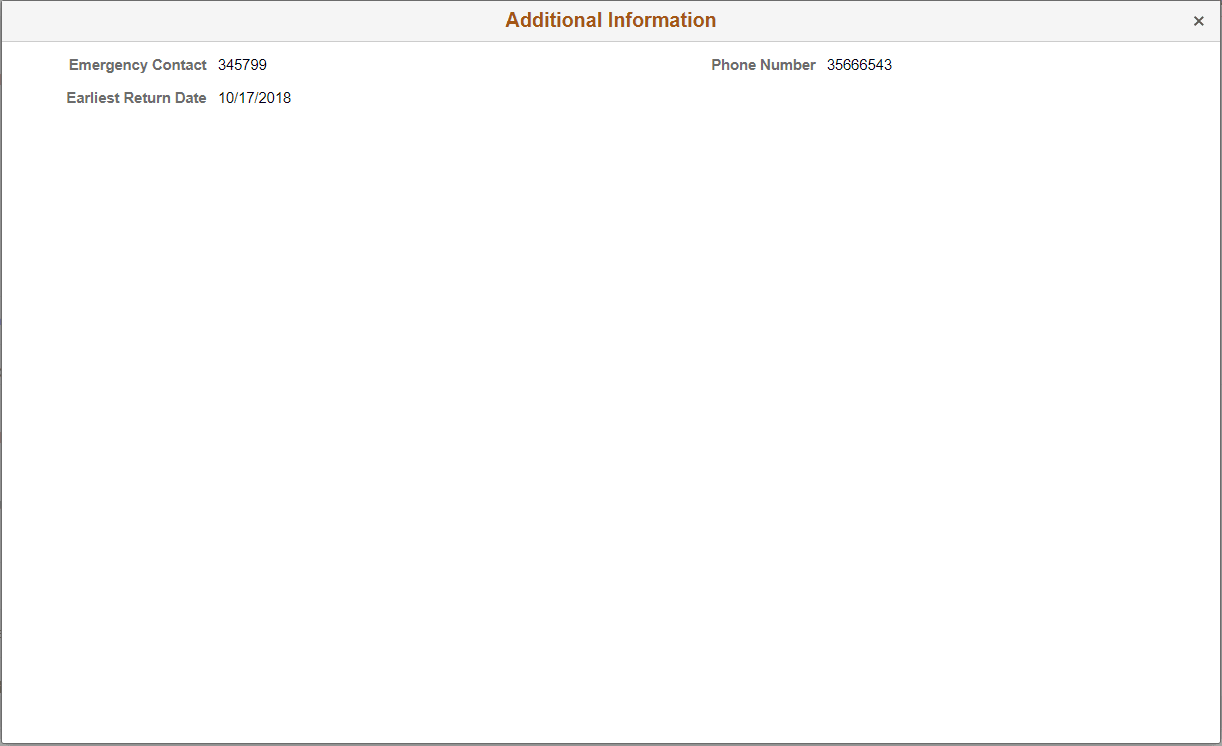 Additional Information Modal Additional Information Modal
