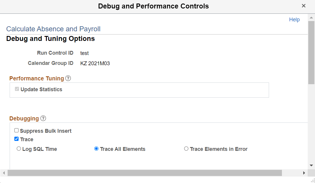 Debug Performance Control page1 Debug Performance Control page1