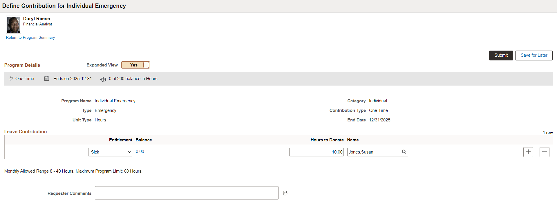 Define Contribution page Define Contribution page