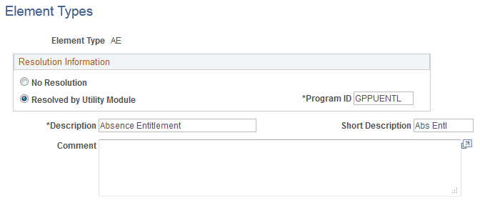 Element Types page Element Types page