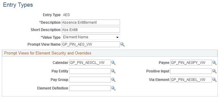 Entry Types page Entry Types page