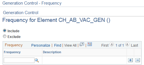 Generation Control - Frequency for Element <name> page