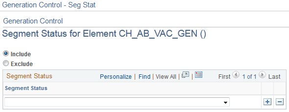 Generation Control - Segment Status for Element <name> page
