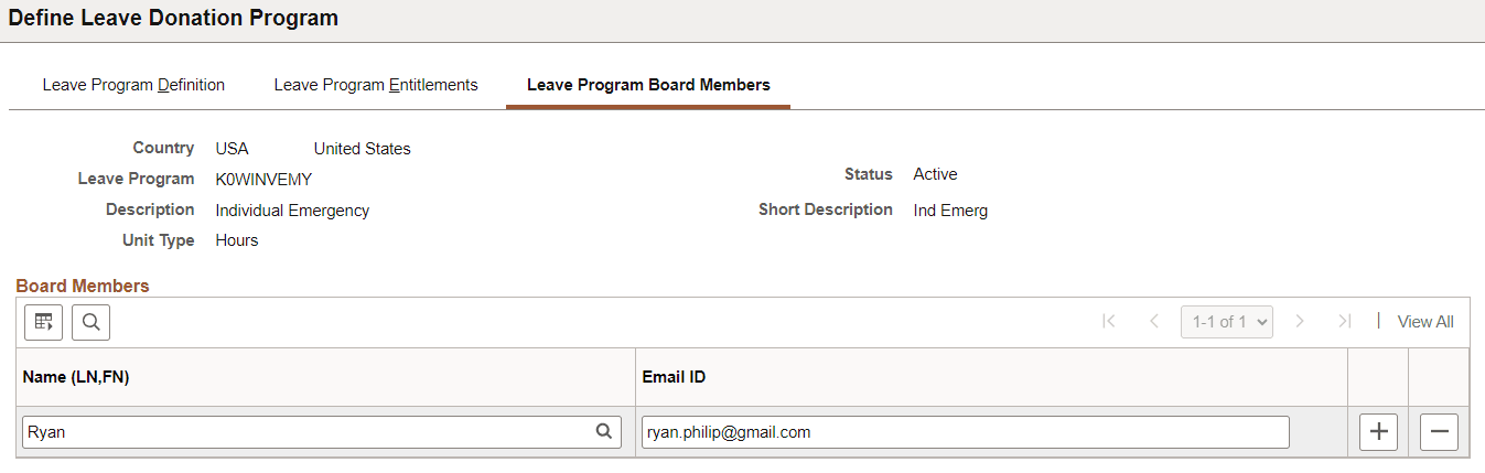 Leave Program Board Members page Leave Program Board Members page