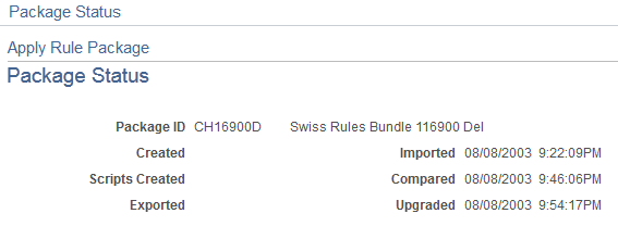 Package Status page Package Status page