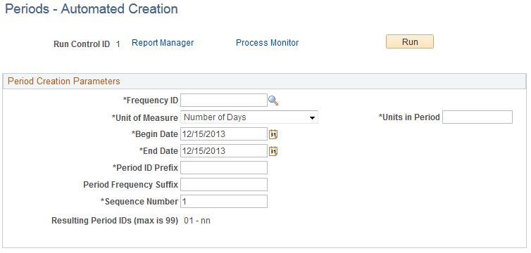 Periods - Automated Creation page Periods - Automated Creation page