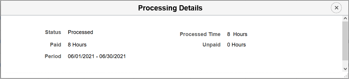 Processing Details Modal Processing Details Modal