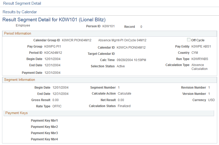 Results by Calendar - Result Segment Detail page Results by Calendar - Result Segment Detail page