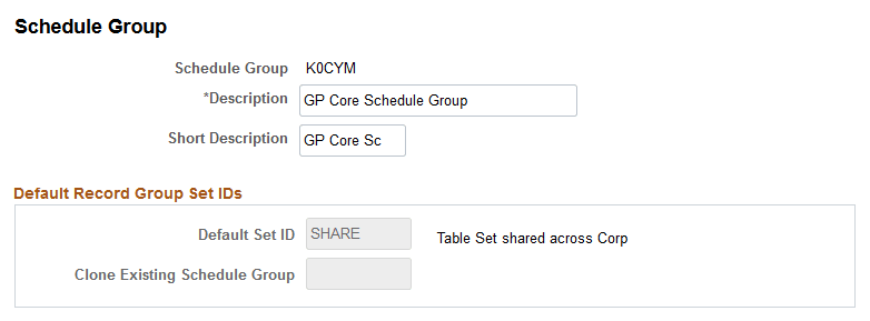 Schedule Group page