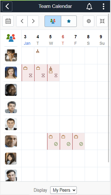 Team Calendar Weekly view in smartphone Team Calendar Weekly view in smartphone