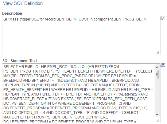 View SQL Definition page View SQL Definition page