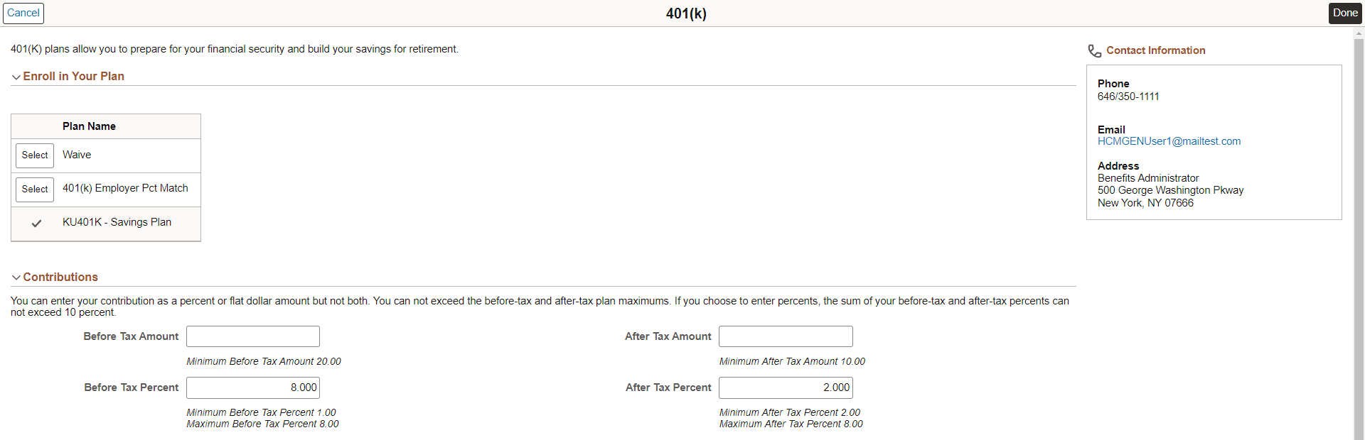 401k plan (1 of 2)