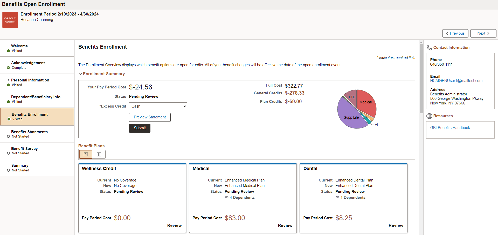Benefits Enrollment Page Benefits Enrollment Page