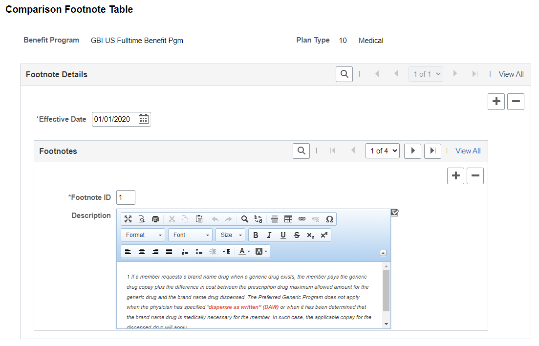 Comparison Footnote Table page