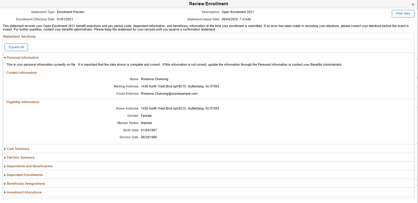 Enrollment Preview Enrollment Preview