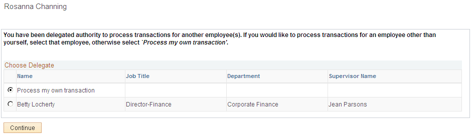 Select Role page Select Role page