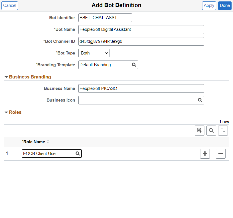 Add Bot Definition – PeopleSoft Digital Assistant Add Bot Definition – PeopleSoft Digital Assistant