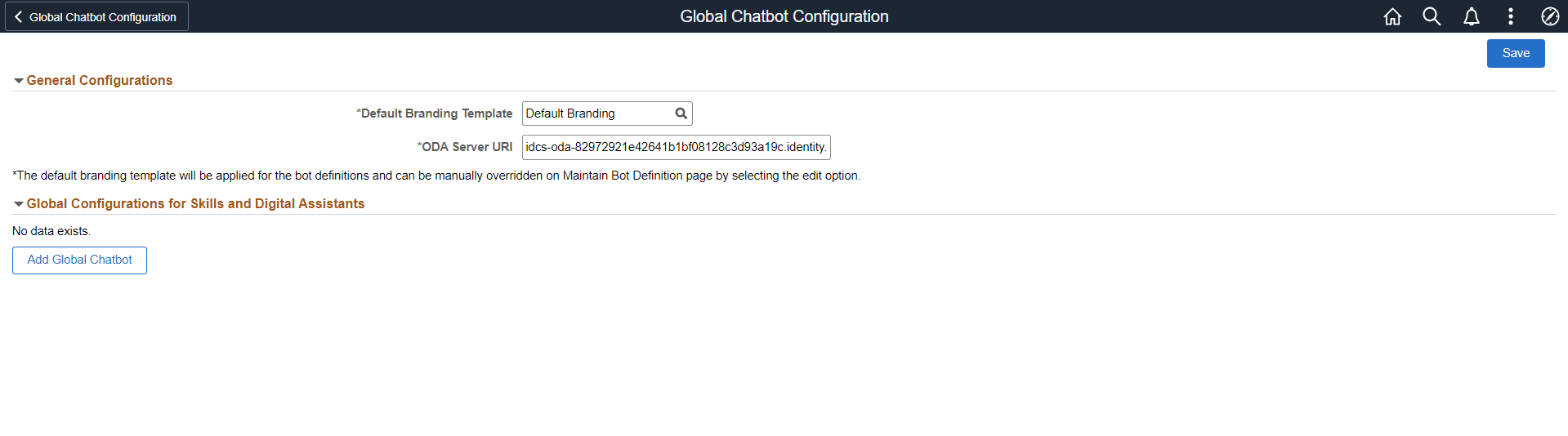 Global Chatbot Configuration Global Chatbot Configuration