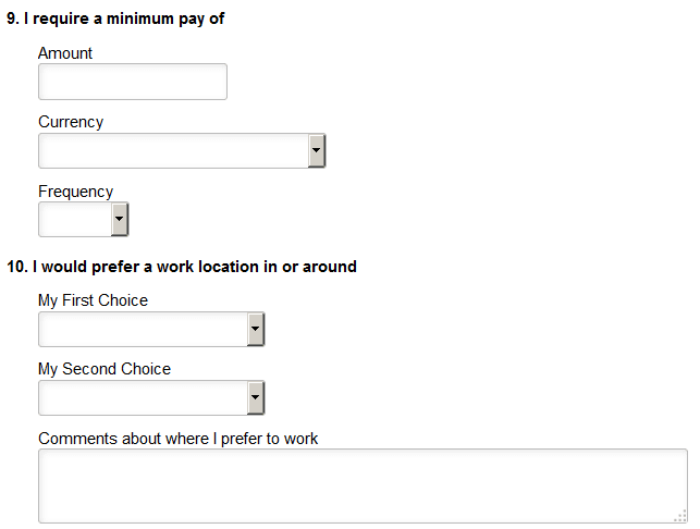 Job Preferences section (fluid) (3 of 3)