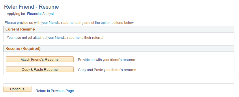 Refer Friend - Resume page Refer Friend - Resume page