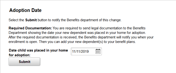 Adoption Date page Adoption Date page