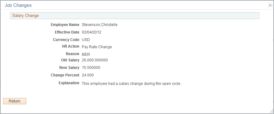 Job Changes page Job Changes page
