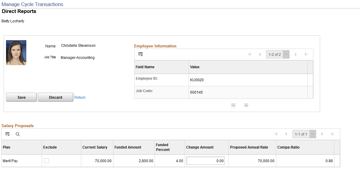 Manage Cycle Transactions - Direct Reports page (1 of 2) Manage Cycle Transactions - Direct Reports page (1 of 2)