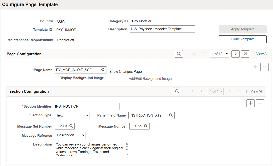 Configure Page Template page