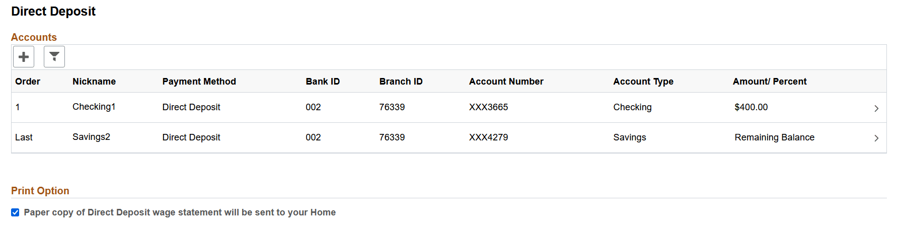 (Desktop) Direct Deposit page for Canada