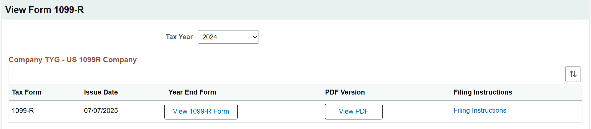 View Form1099-R page in screen reader mode