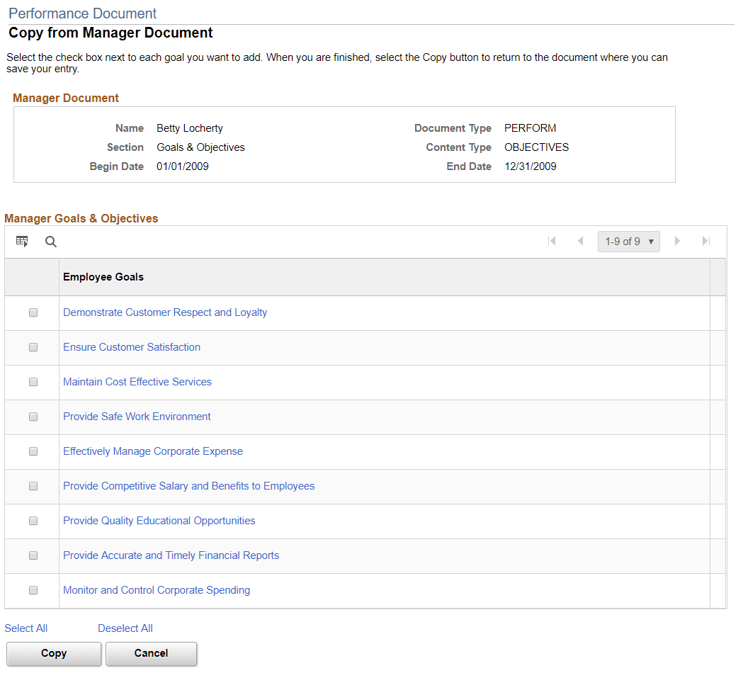 Copy from Manager Document page