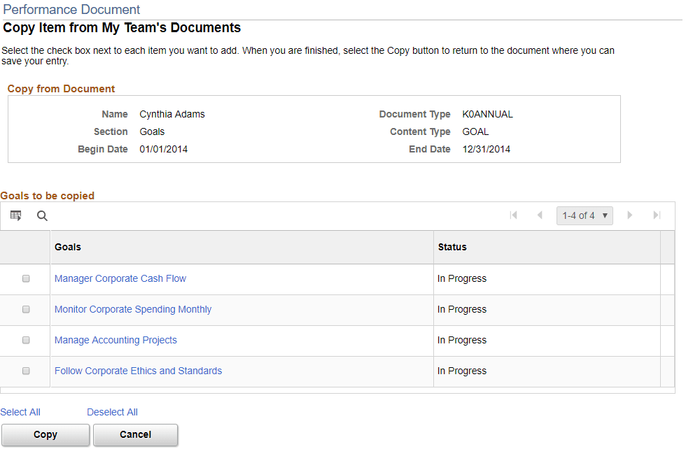 Copy <section item> from My Team's Documents page
