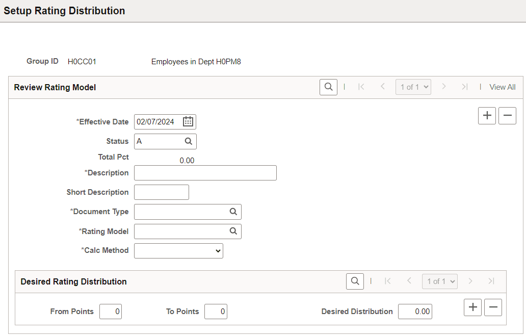 Setup Rating Distribution page