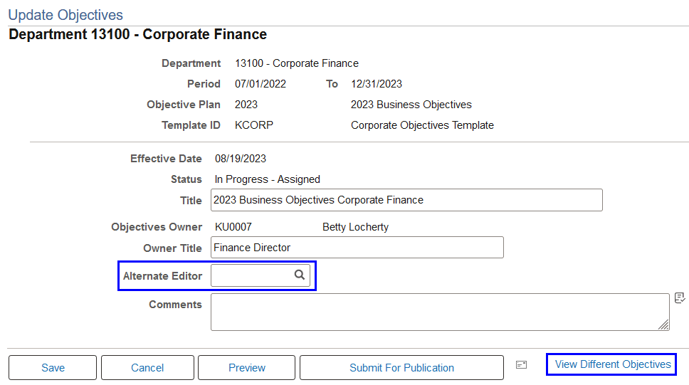 Update Objectives page for administrators to edit business objective pages Update Objectives page for administrators to edit business objective pages