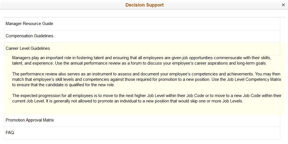 Decision Support page Decision Support page
