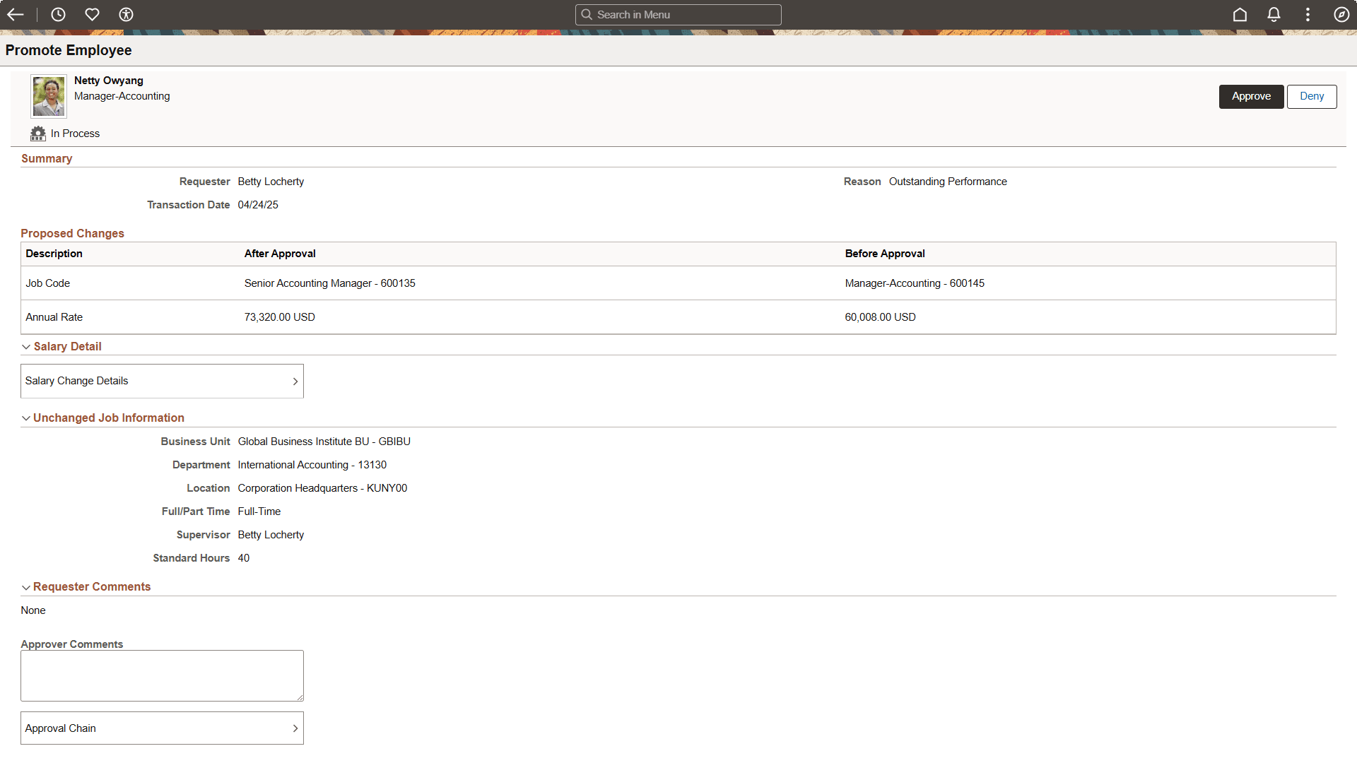 Pending Approvals - <Transaction Name> page for Guided Self Service Fluid Approvals (1 of 2)