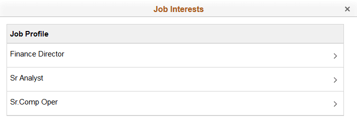 Snapshot - Job Interests page