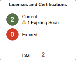 Snapshot - Licenses and Certifications (Summary) tile