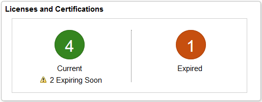Snapshot - Licenses and Certifications tile when Compare Person with Job is not enabled