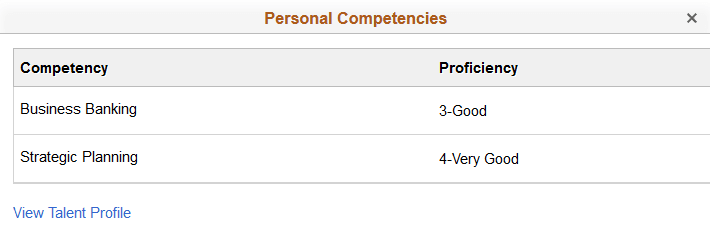 Snapshot - Personal Competencies page