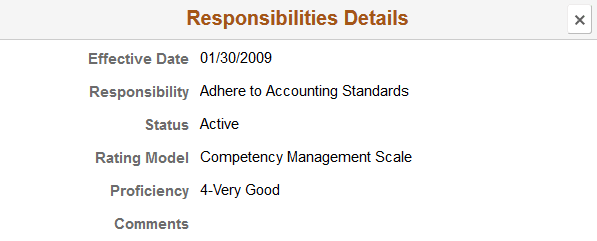Snapshot - Responsibilities Details page