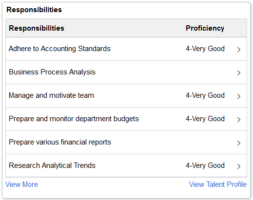 Snapshot - Responsibilities tile