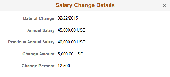 Snapshot - Salary Change Details page